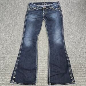 Silver Jeans Frances 22 Womens 31x33 Dark Wash Flare Thick Stitch Denim